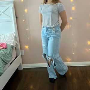 A black and white striped tee